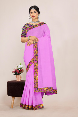 manish Solid/Plain Bollywood Silk Blend, Art Silk Saree(Pink)