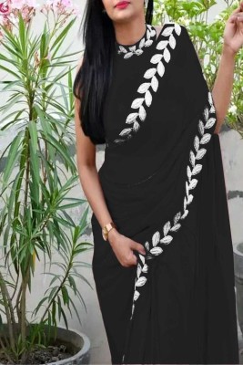 jihana fab Embroidered Bollywood Chiffon Saree(Black)