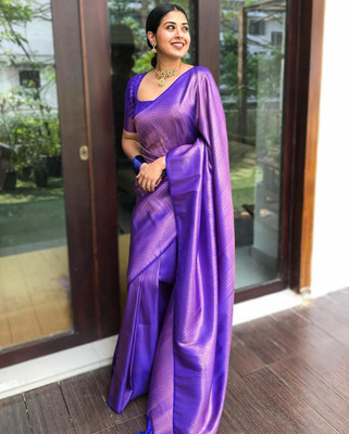 sheladiya Woven Banarasi Pure Silk Saree(Blue)
