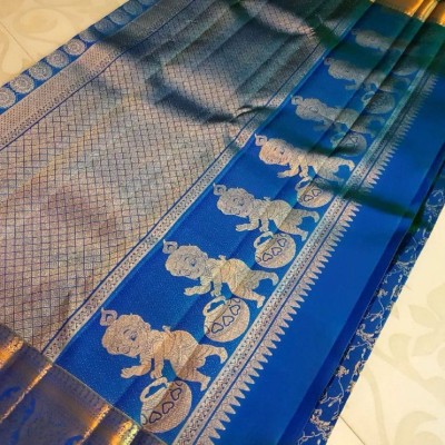 Sarvada Woven Banarasi Silk Blend Saree(Blue)