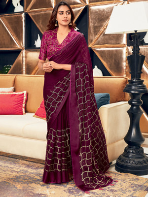 Divastri Embellished Bollywood Silk Blend Saree(Magenta)