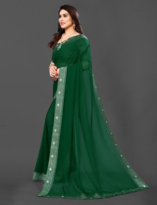 Adirotz Embroidered Bollywood Georgette Saree(Green)
