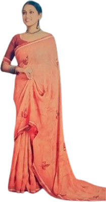 NewModern Solid/Plain Tant Chiffon Saree(Multicolor)