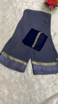ELEGENCE FAB Solid/Plain Bollywood Viscose Rayon Saree(Grey)