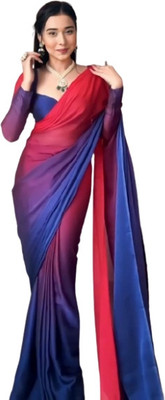 JATADHAR FAB Dyed Ready to Wear Georgette Saree(Blue)
