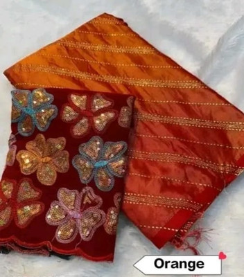vaanisri Printed Bollywood Chiffon Saree(Orange)