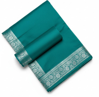 Arzoo kala textiles Self Design Banarasi Cotton Silk Saree(Pack of 2, Dark Green)