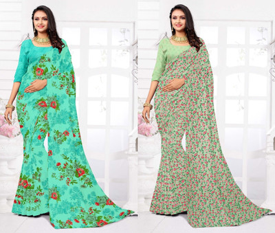 Panchvati NX Printed Daily Wear Georgette Saree(Pack of 2, Multicolor)