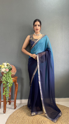 Julee Self Design Banarasi Georgette Saree(Light Blue)