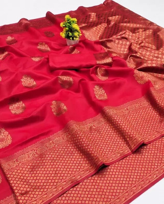 Suali Woven Kanjivaram Pure Silk Saree(Red)