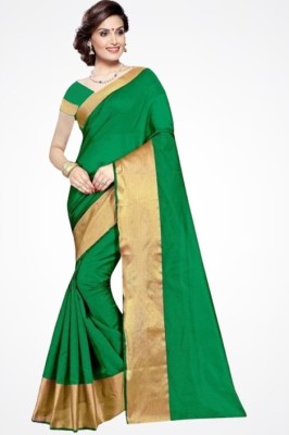 Saadhvi Woven Kanjivaram Pure Silk Saree(Dark Green)