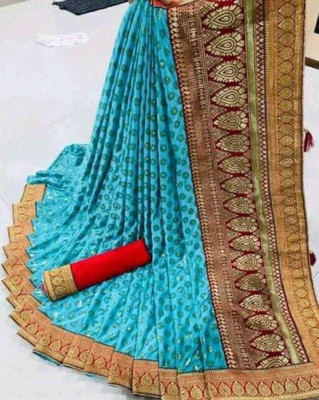 ZAKHI ENTERPRISE Self Design Bollywood Polyester Saree(Blue)