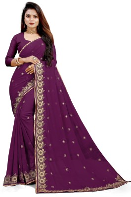 ARVAT FAB Embroidered Bollywood Georgette Saree(Purple)