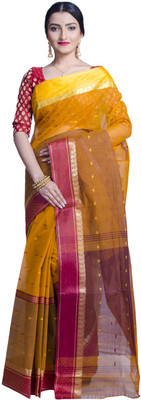Akash Enterprise Self Design Handloom Pure Cotton Saree(Multicolor)