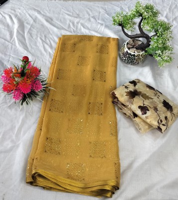 V And V Shop Printed Daily Wear Chiffon Saree(Beige)