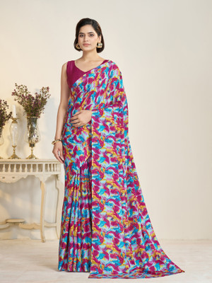 GARDEN VARELI Printed Bollywood Crepe Saree(Magenta)
