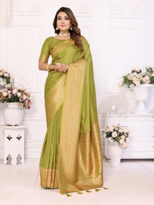 Tasrika Woven Bollywood Silk Blend Saree(Green)