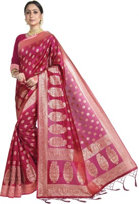 Vardha Embellished, Woven Kanjivaram Art Silk Saree(Pink)