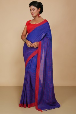 BENGAL HANDLOOM Woven Handloom Pure Cotton Saree(Blue)