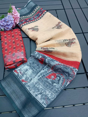 Gajal Self Design Bollywood Linen, Cotton Linen Saree(Multicolor)