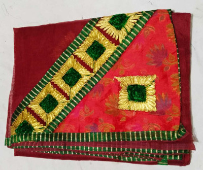 AARTI SAREES Floral Print Kota Doria Net Saree(Maroon)