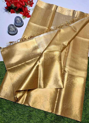 SHRIMAY Woven Kanjivaram Silk Blend Saree(Gold)