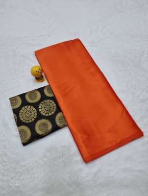 Arpita Fashion Solid/Plain, Self Design Bollywood Satin Saree(Orange)