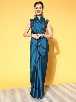 Sareemall Embellished Bollywood Georgette Saree(Light Blue)
