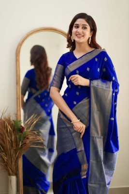 peeloo Woven Banarasi Jacquard Saree(Blue)