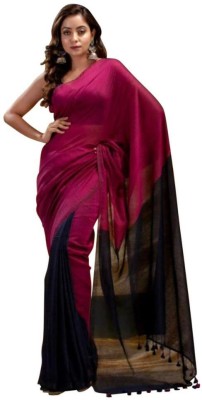 Namaskar Printed Bollywood Cotton Silk Saree(Pink, Black)