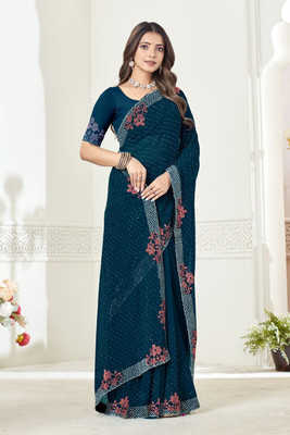 BahenBeti Embellished Bollywood Georgette Saree(Blue)