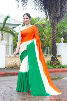 Aarunika IC Digital Print Bollywood Art Silk Saree(White)