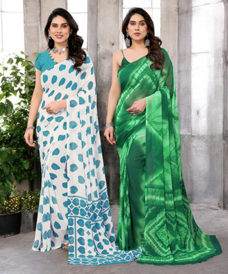 Moda Rapido Printed Bollywood Georgette Saree(Pack of 2, Multicolor)