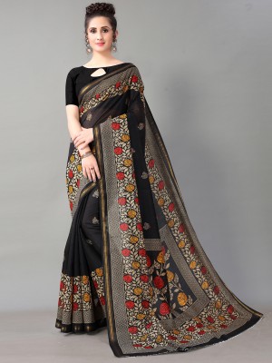 Shaily Retails Blocked Printed Daily Wear Art Silk Saree(Black)