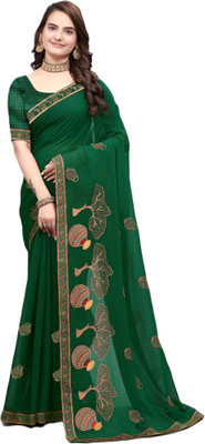 ZIVRI Self Design Bollywood Chiffon Saree(Blue)