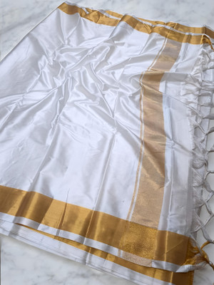 NST5 Self Design Handloom Tissue Saree(White)