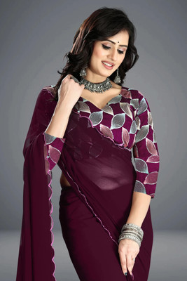 ANOKHI STYLE Solid/Plain Bollywood Georgette, Silk Blend Saree(Multicolor)