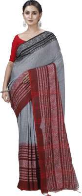 DipDiya Self Design Handloom Pure Cotton Saree(Red, Black)