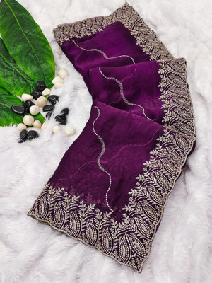 NIRMOHIFASHION Embroidered Bollywood Jimmy choo Saree(Purple)
