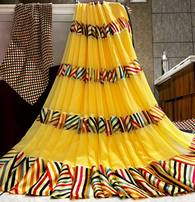 kalashree designer Printed Leheria Georgette Saree(Yellow)