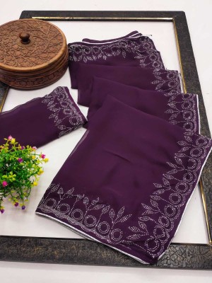 MAANVIT Self Design Bollywood Georgette Saree(Purple)