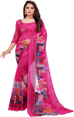 Saadhvi Printed Daily Wear Georgette Saree(Pink)