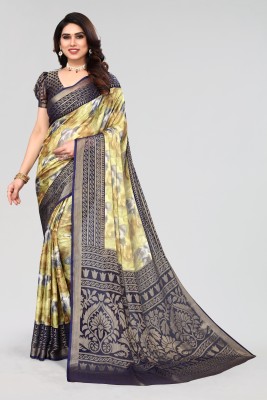 Vivostav Designer Floral Print, Printed, Self Design Bollywood Chiffon, Brasso Saree(Dark Blue)