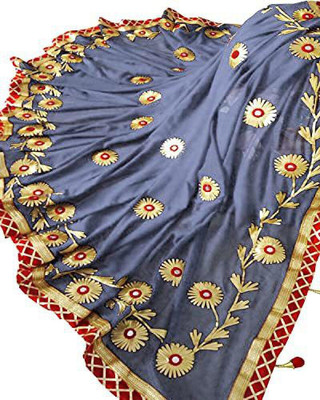 balaji textiles Embroidered Bollywood Art Silk Saree(Grey)