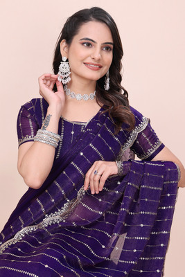 K 5 FASHION Embellished Bollywood Jimmy choo Saree(Purple)