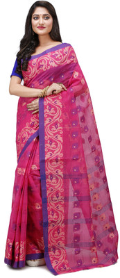 DipDiya Self Design Tant Pure Cotton Saree(Pink)