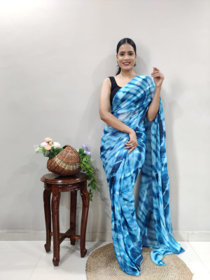 VISVASTA Printed Bollywood Georgette Saree(Light Blue)