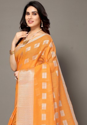 Divastri Woven Banarasi Silk Blend Saree(Orange)