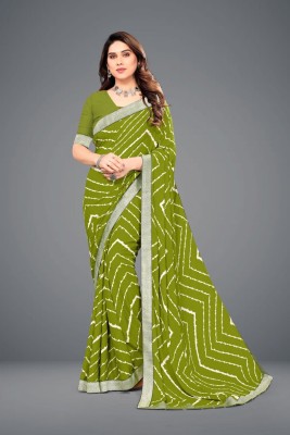 Dedkada Fab Printed Daily Wear Georgette Saree(Green)