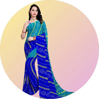 Panchvati NX Printed Bollywood Georgette Saree(Blue, Red)